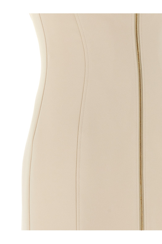 Heart-shaped neckline dress Beige