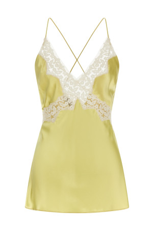 Satin and lace top Yellow