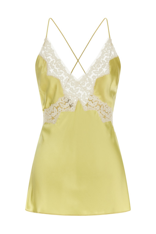 Satin and lace top Yellow