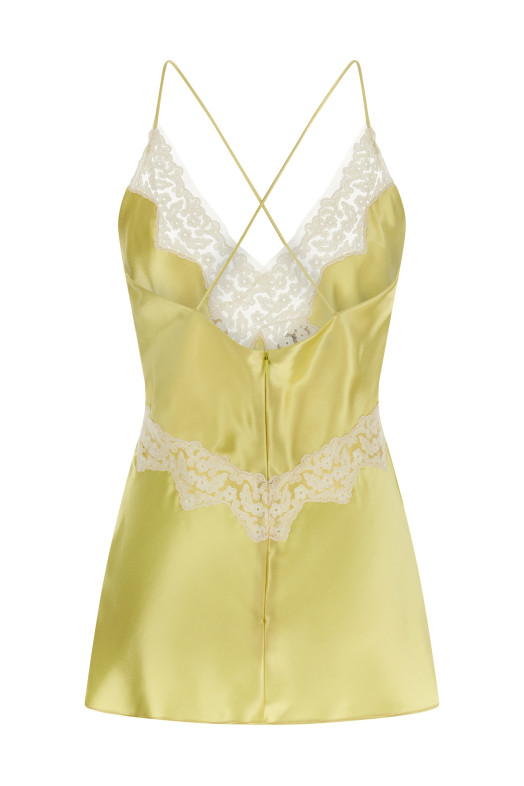 Satin and lace top Yellow