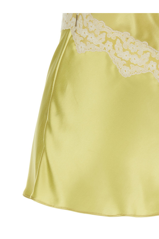 Satin and lace top Yellow