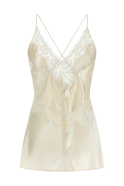 Satin and lace top Beige