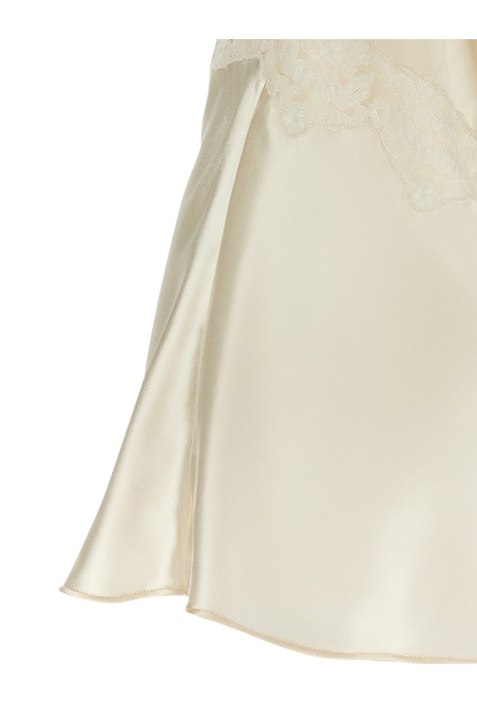 Satin and lace top Beige