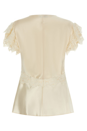 Satin and lace top Beige