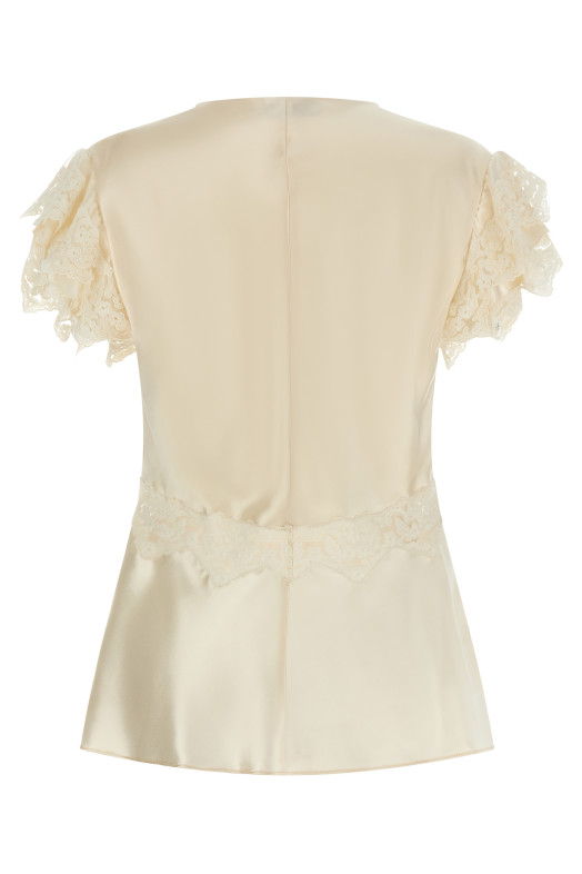 Satin and lace top Beige