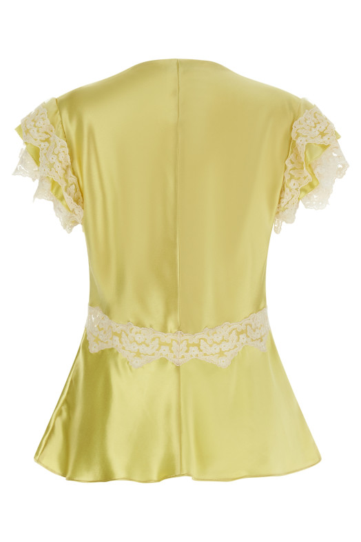 Satin and lace top Yellow