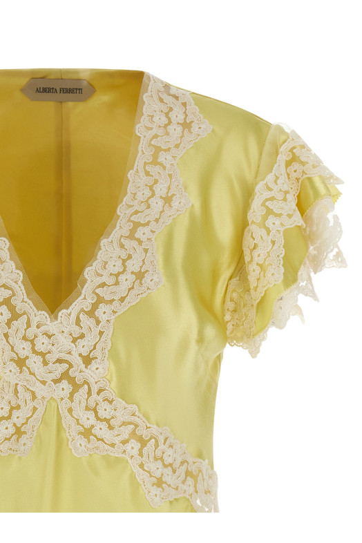 Satin and lace top Yellow
