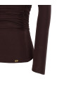 Asymmetrical neckline top Brown