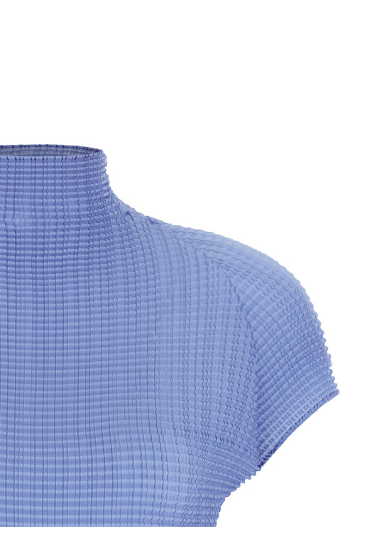 'Wooly Pleats-66' T-shirt BLUE