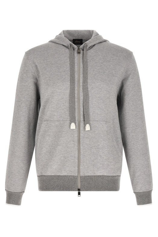 Piquet cotton hoodie Gray