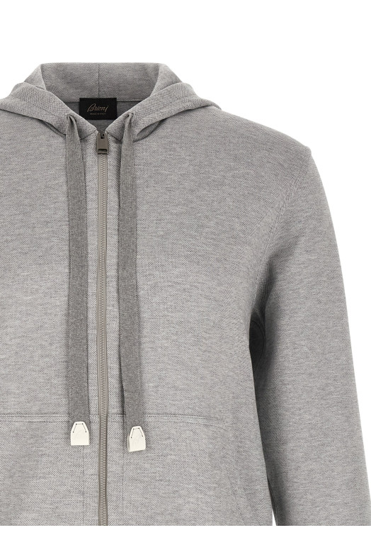 Piquet cotton hoodie Gray