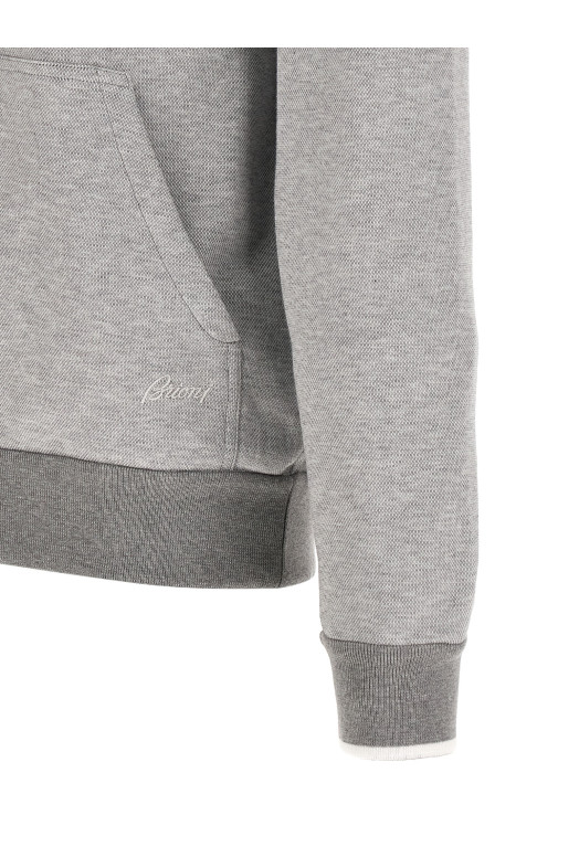 Piquet cotton hoodie Gray