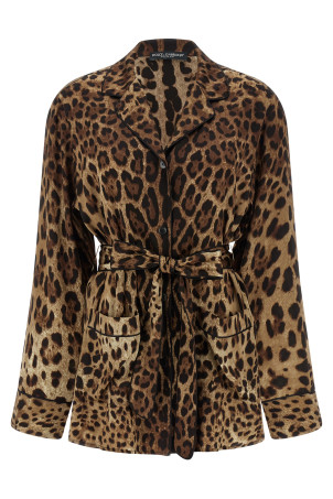 'Leopardo' pajama shirt Brown