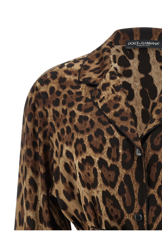 'Leopardo' pajama shirt Brown