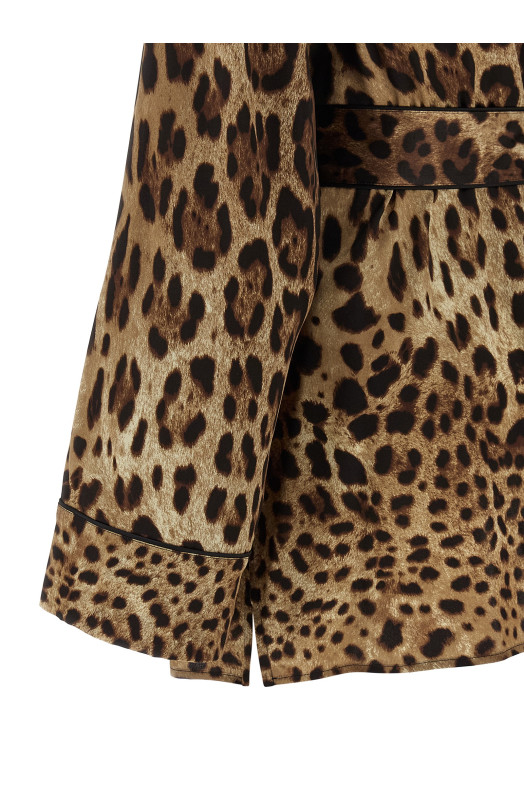 'Leopardo' pajama shirt Brown