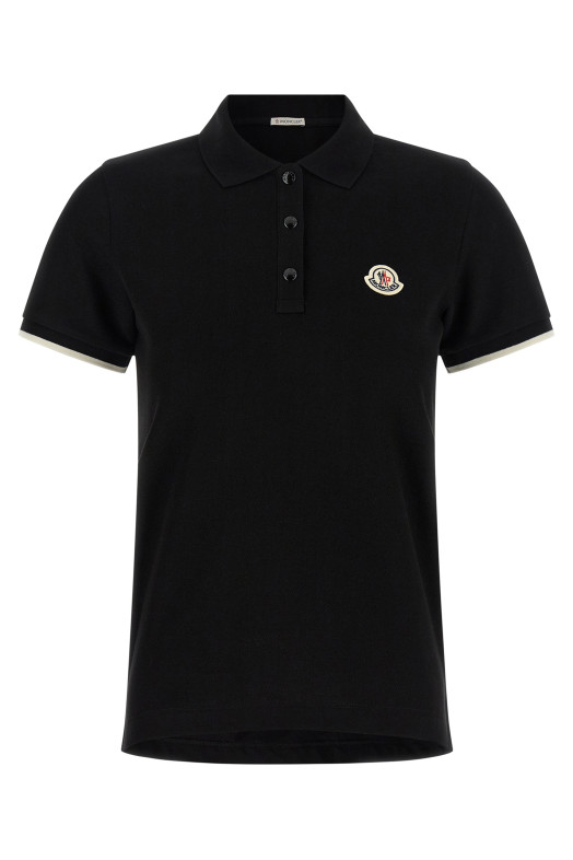 Logo patch polo shirt Black