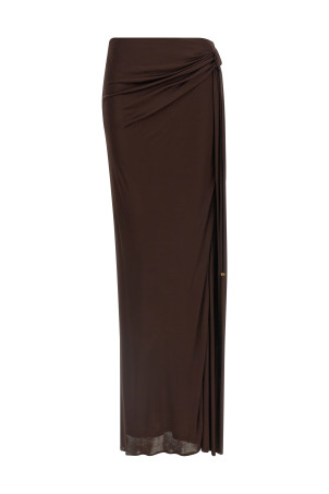 Shiny viscose skirt Brown
