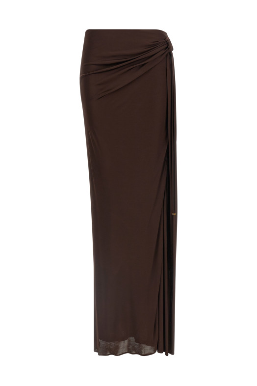 Shiny viscose skirt Brown