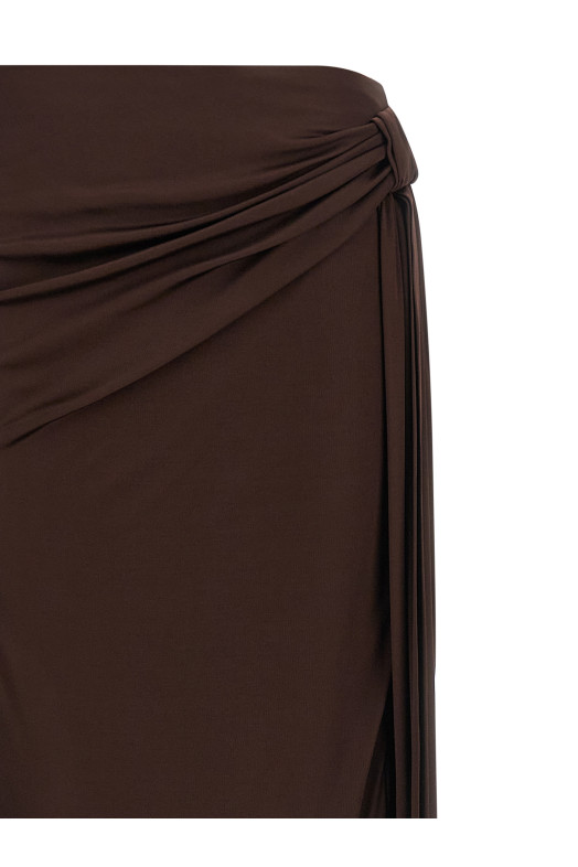 Shiny viscose skirt Brown