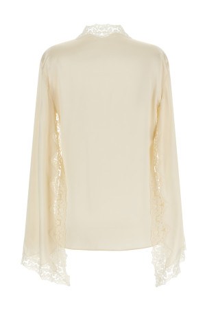 Satin and lace shirt Beige