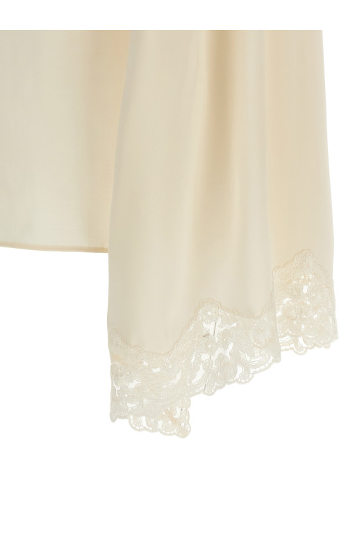 Satin and lace shirt Beige