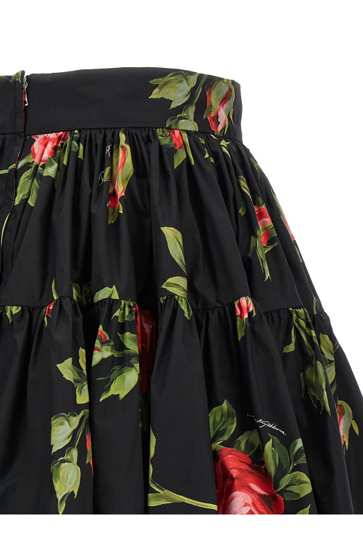 'Bouquet Rose' skirt Black
