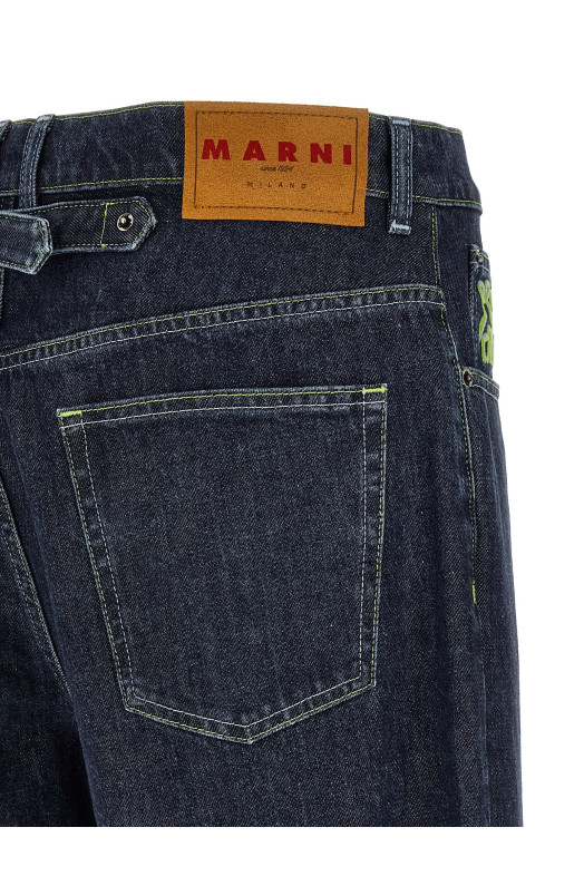 Logo embroidery jeans Blue