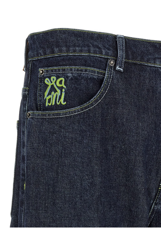 Logo embroidery jeans Blue
