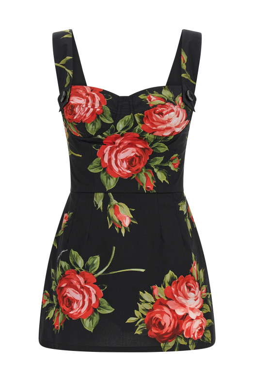 'Bouquet Rose' top Black