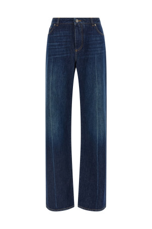 Stretched pleated trompe l'oeil jeans Blue