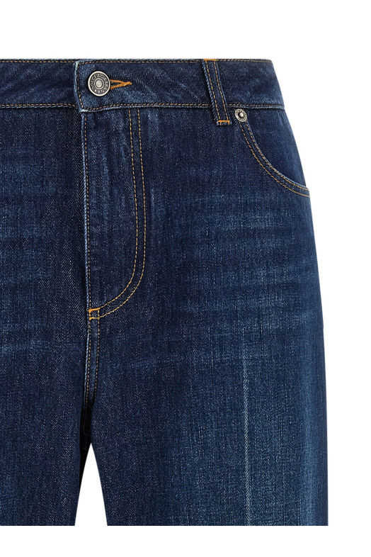 Stretched pleated trompe l'oeil jeans Blue