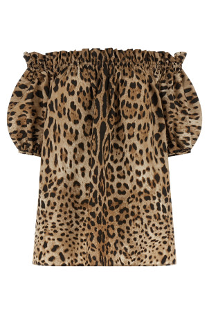 Animal print cotton top Brown