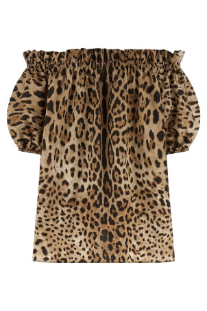 Animal print cotton top Brown