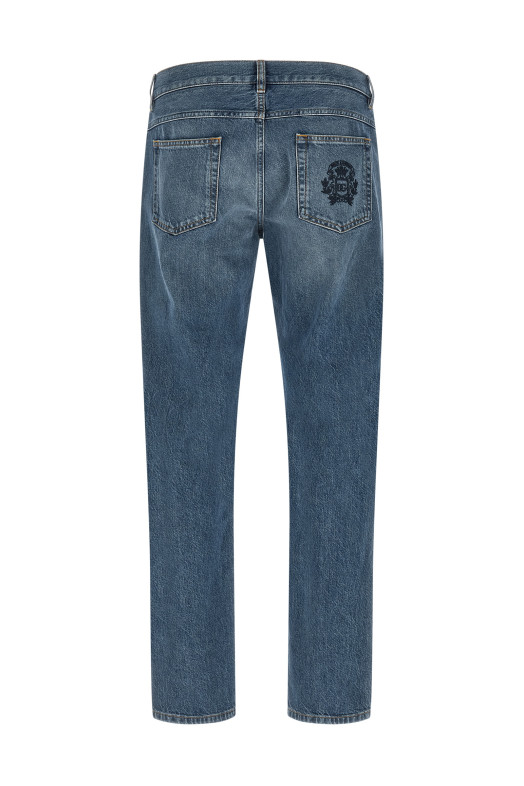 Heraldic embroidery jeans Blue