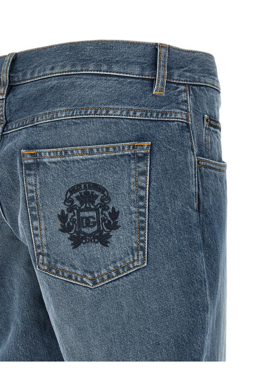 Heraldic embroidery jeans Blue