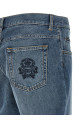 Heraldic embroidery jeans Blue