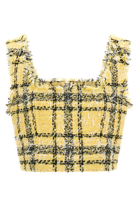 Tartan tweed top Yellow