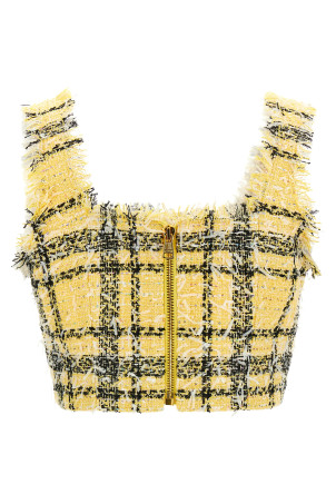 Tartan tweed top Yellow