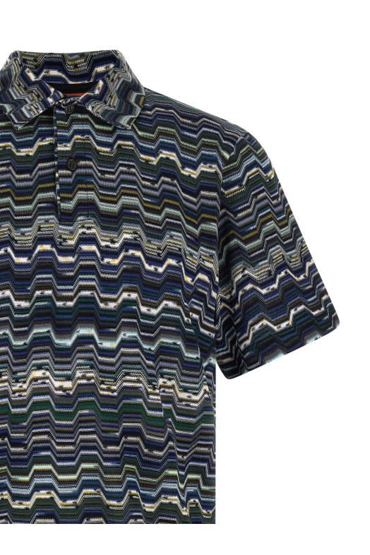 Zigzag polo shirt Blue
