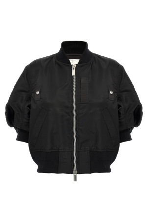 3/4 sleeve bomber jacket Black