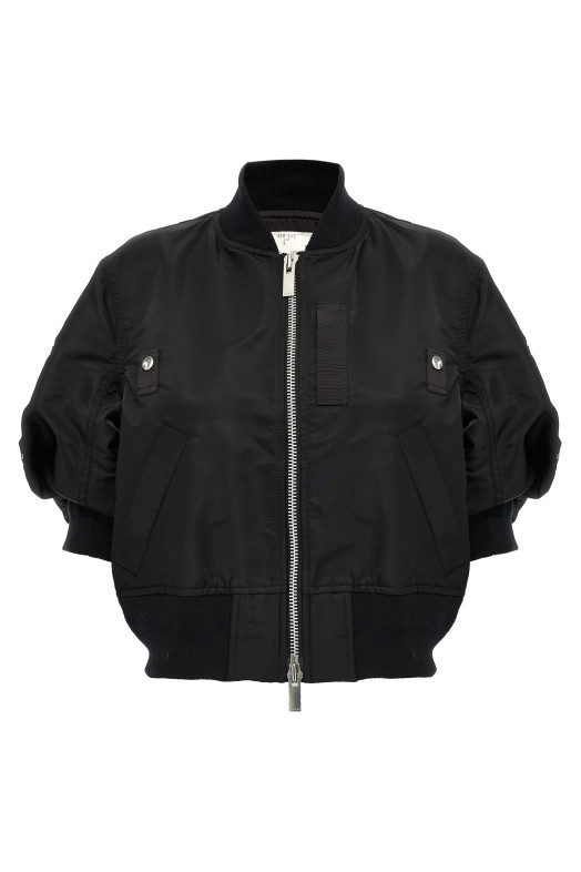 3/4 sleeve bomber jacket Black