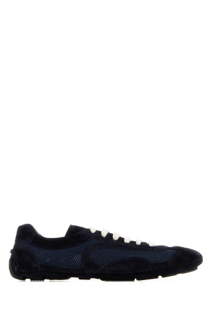 Midnight blue suede and mesh Montecarlo sneakers Blue PRADA (1E247OFD0103D8C)