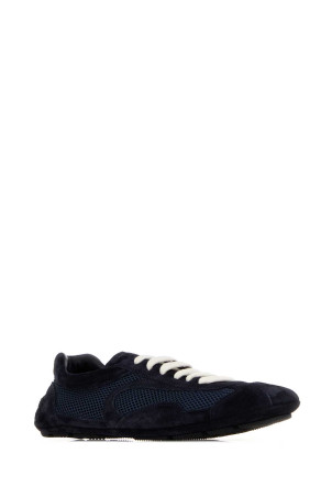 Midnight blue suede and mesh Montecarlo sneakers Blue PRADA (1E247OFD0103D8C)