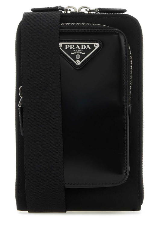 Black nylon and leather phone case Black PRADA (2ZT060789)