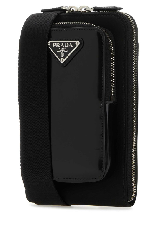 Black nylon and leather phone case Black PRADA (2ZT060789)