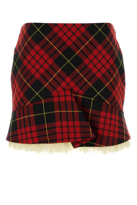 Embroidered polyester blend mini skirt ALEXANDER MCQUEEN (857552QJAF2)