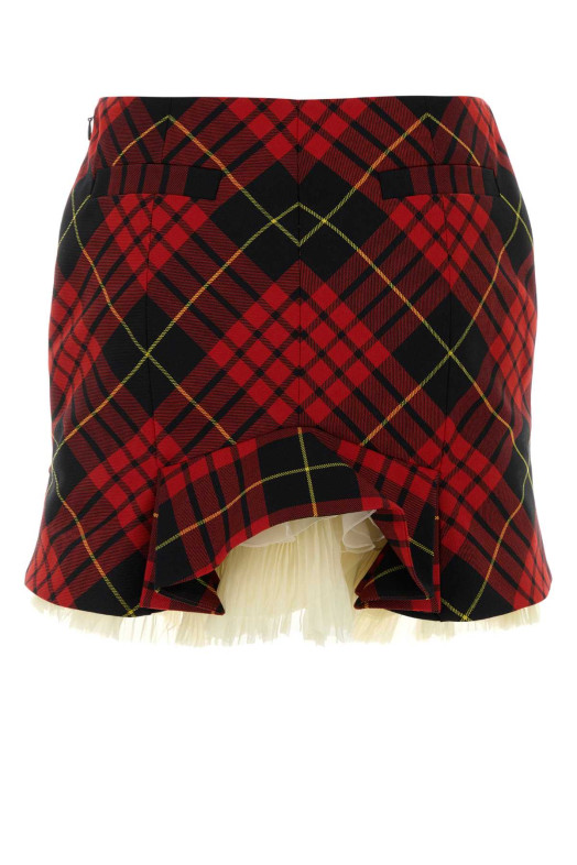 Embroidered polyester blend mini skirt ALEXANDER MCQUEEN (857552QJAF2)