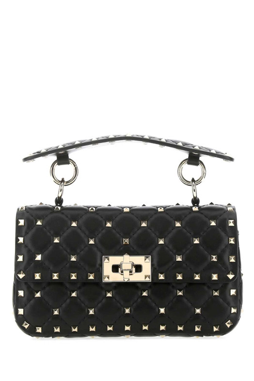 Black nappa leather small Rockstud Spike handbag Black VALENTINO GARAVANI (8W2B0123NAP)