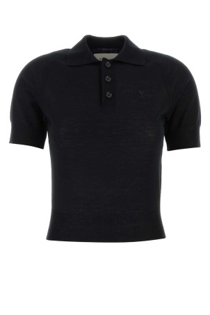 Black wool polo shirt AMI (FPL439KN0039)