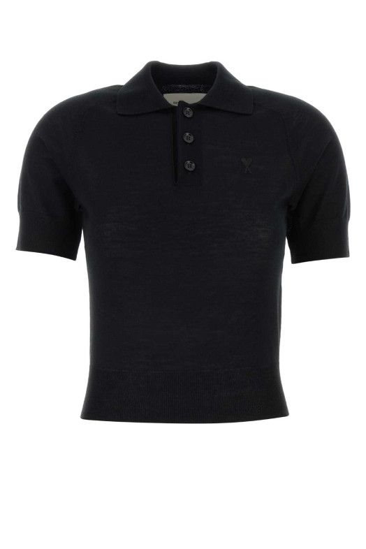 Black wool polo shirt AMI (FPL439KN0039)